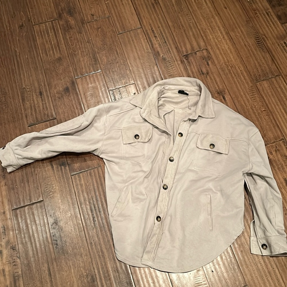 Khaki Oversized shacket